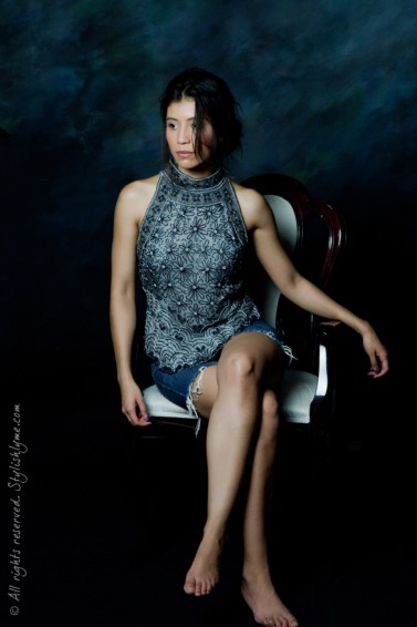 Cut-off shorts and beaded halter