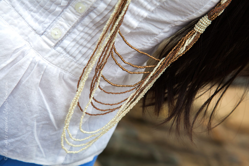 brown and White Beaded Necklace