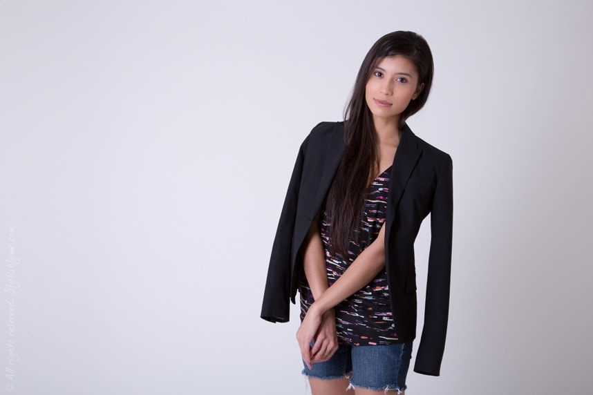 Stylishlyme Wearing Denim Cutoffs with Blazer Wearing Denim Cutoffs with Blazer