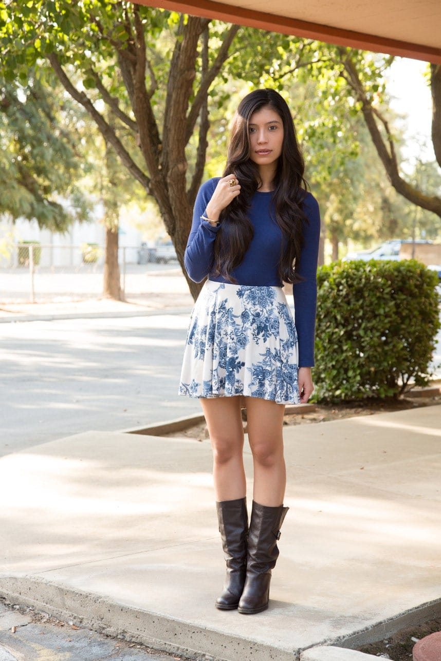 Beautiful Blue Floral Skirt