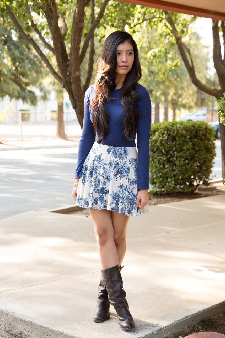 Long Sleeve Boots and Skirt