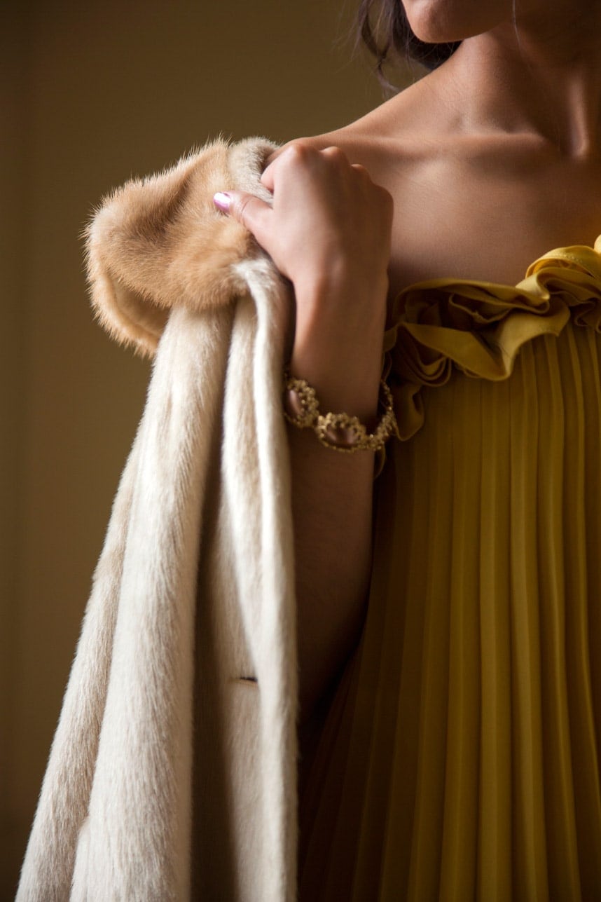 Stylishlyme - Cream Vintage Fur Coat