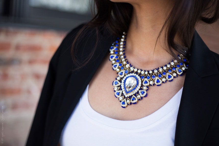 Stylishlyme - blue crystal statment necklace