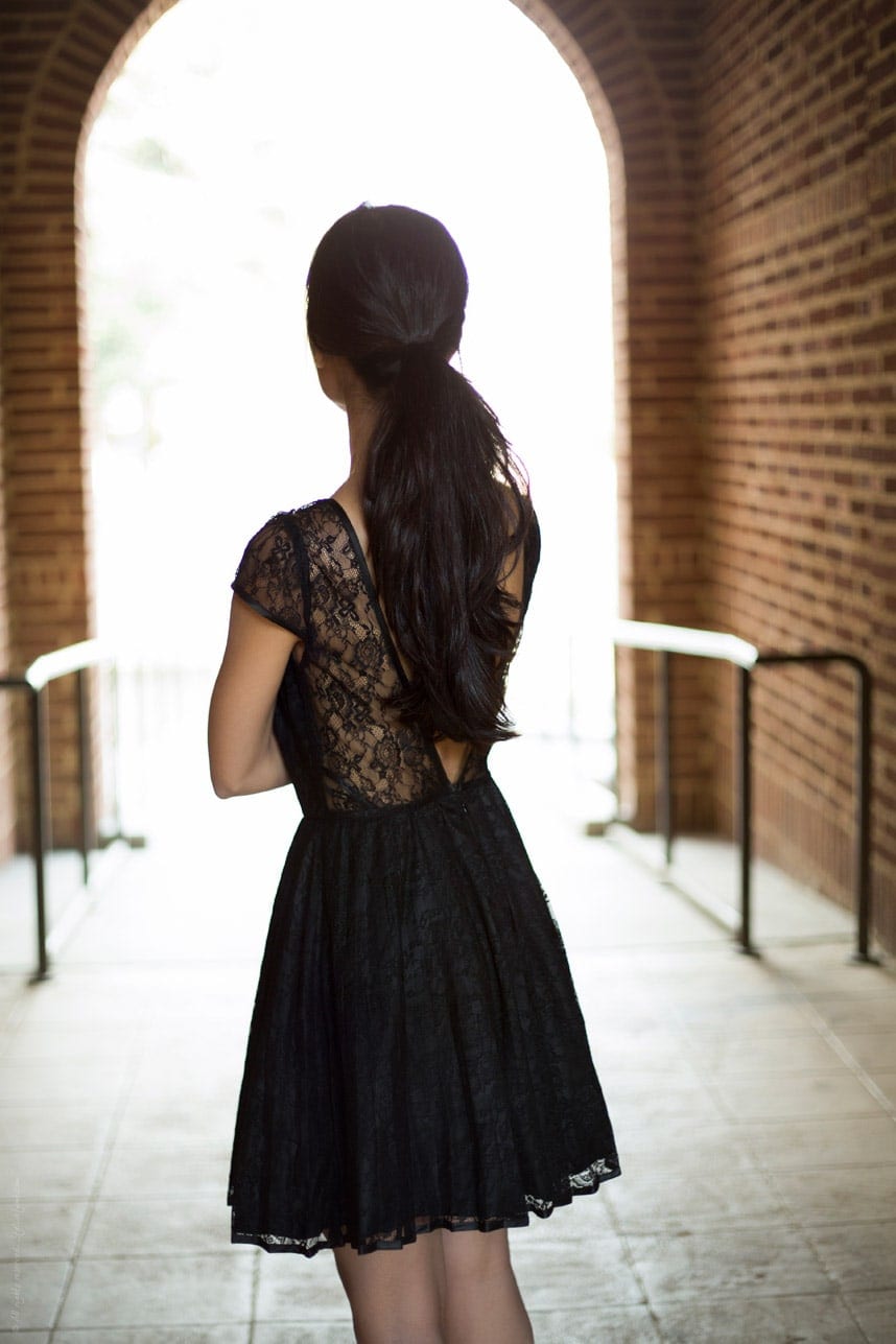 lace open back dress