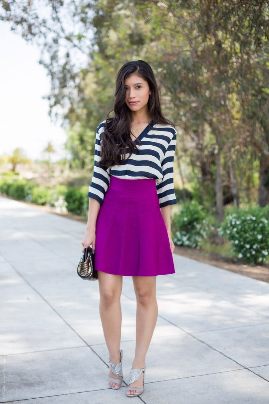 Stylishlyme - Fuschia Skirt and Stripes
