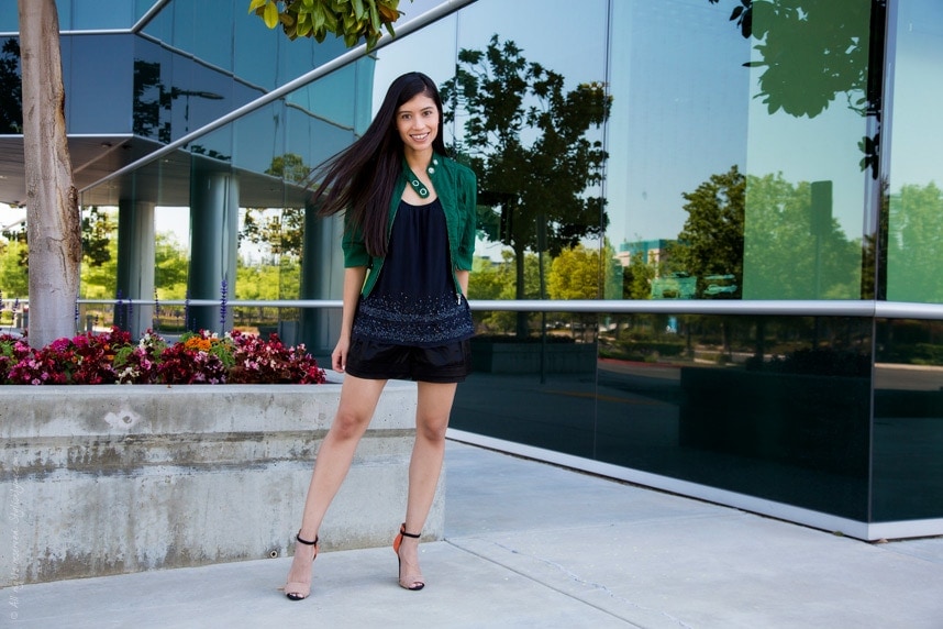 fashion blogger Stylishlyme - green cropped jacket