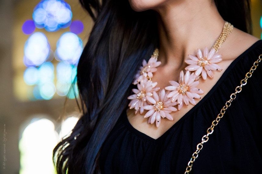 Floral Beaded Pink Necklace - Stylishlyme