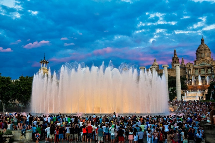 Magical Fountains Blue Sky - Barcelona, Spain