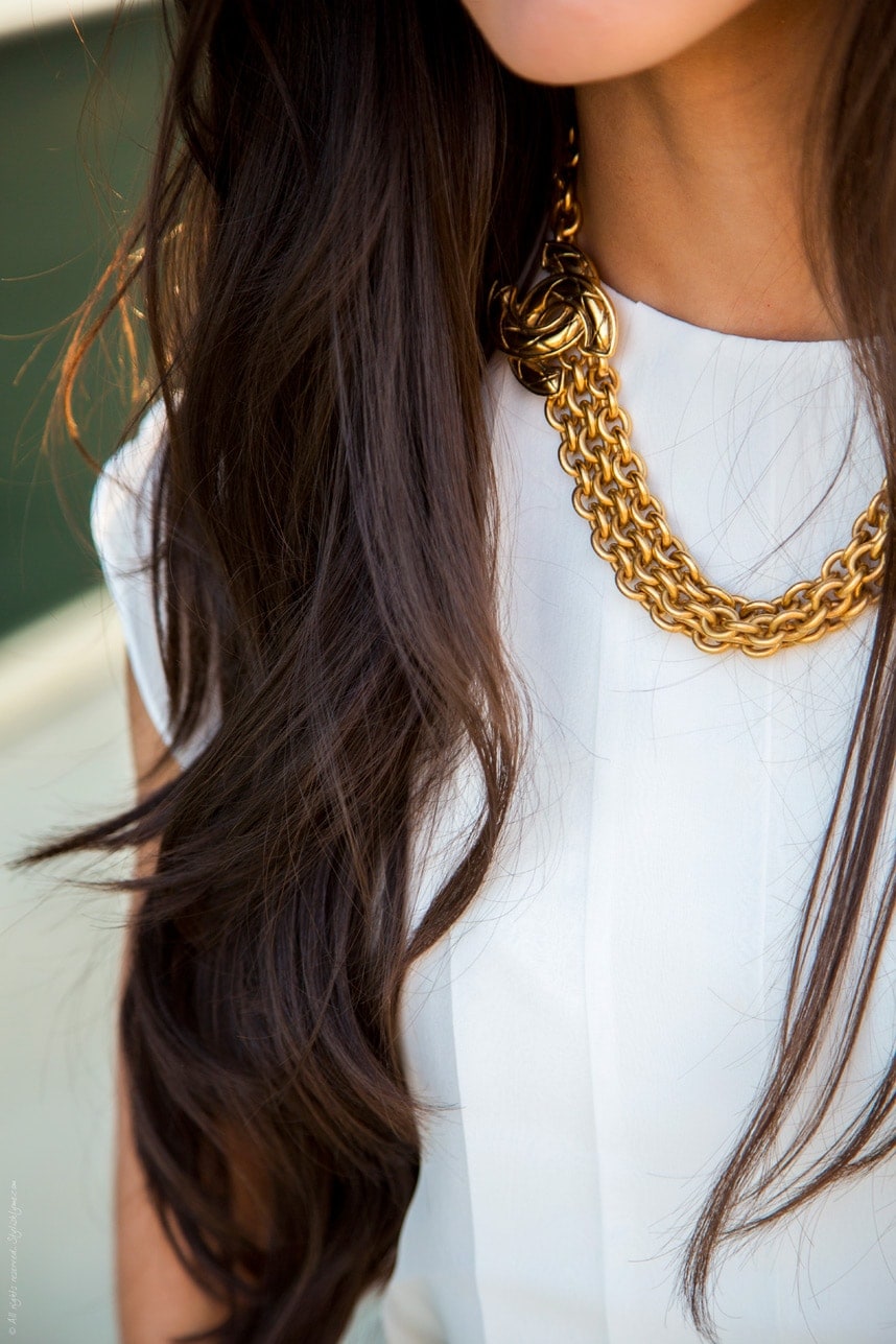 Gold White Outfit Details - Stylishlyme
