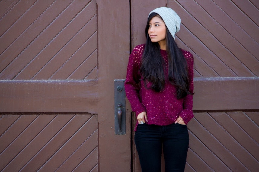 Long Hair and Beanie Outfit - Stylishlyme