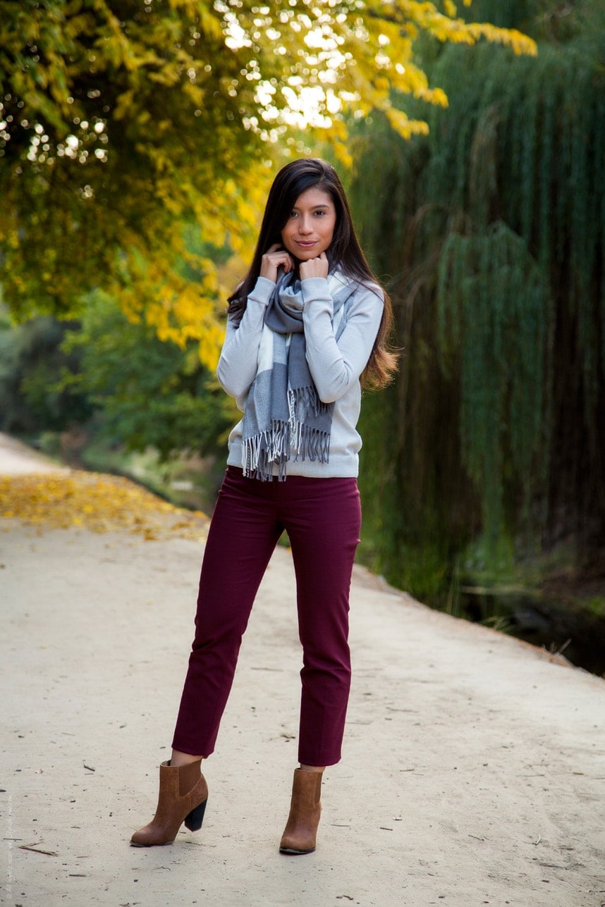 Fall Outfit Series – Gray and Burgundy