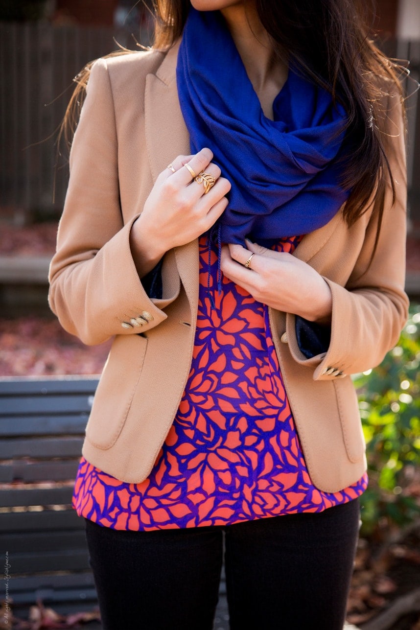 Gold Accessories and Bright Scarf - Stylishlyme