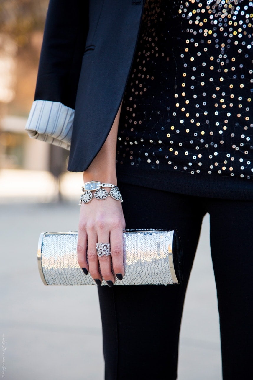 silver sequined clutch - Stylishlyme