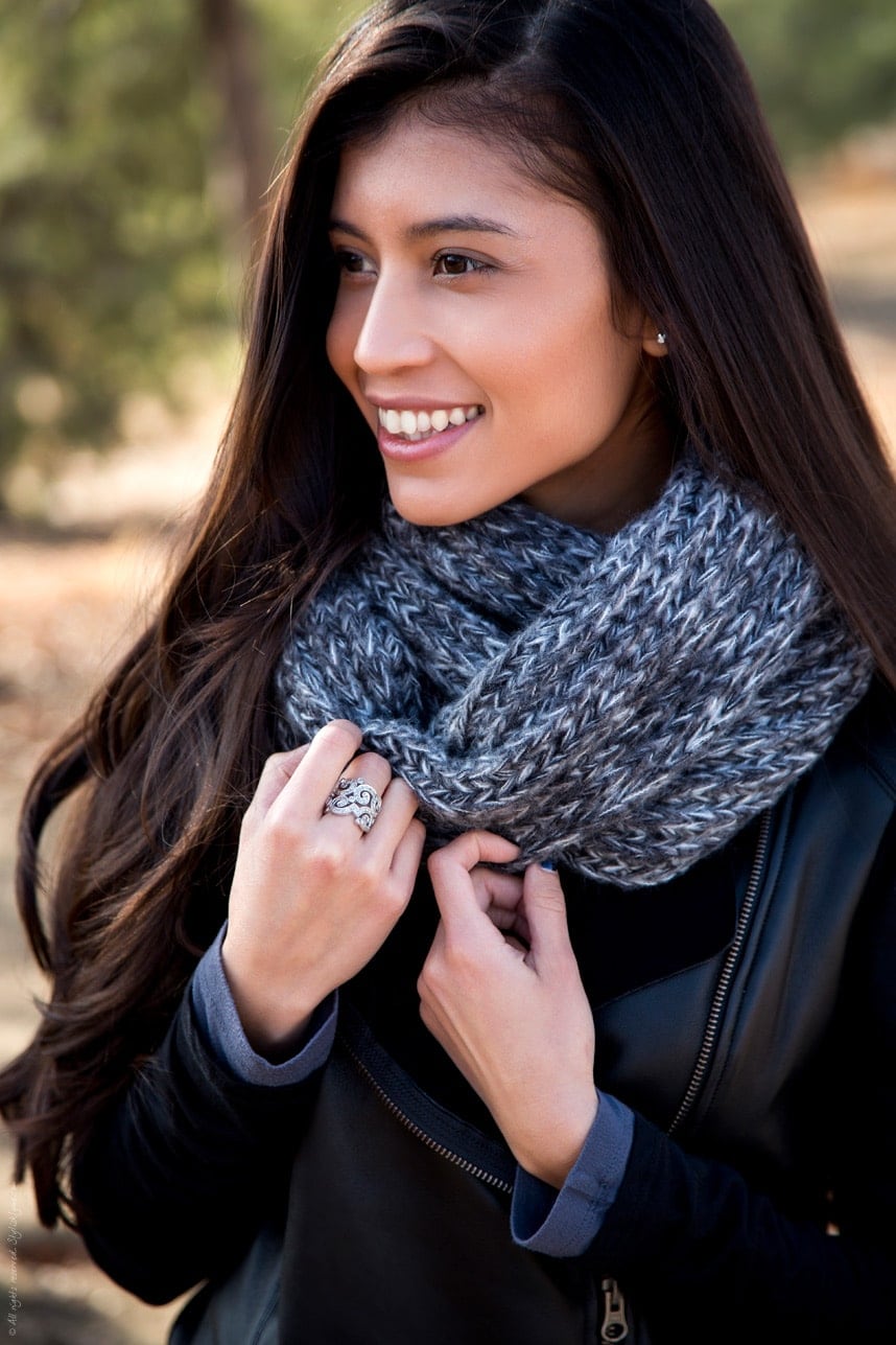 large gray knitted scarf - Stylishlyme