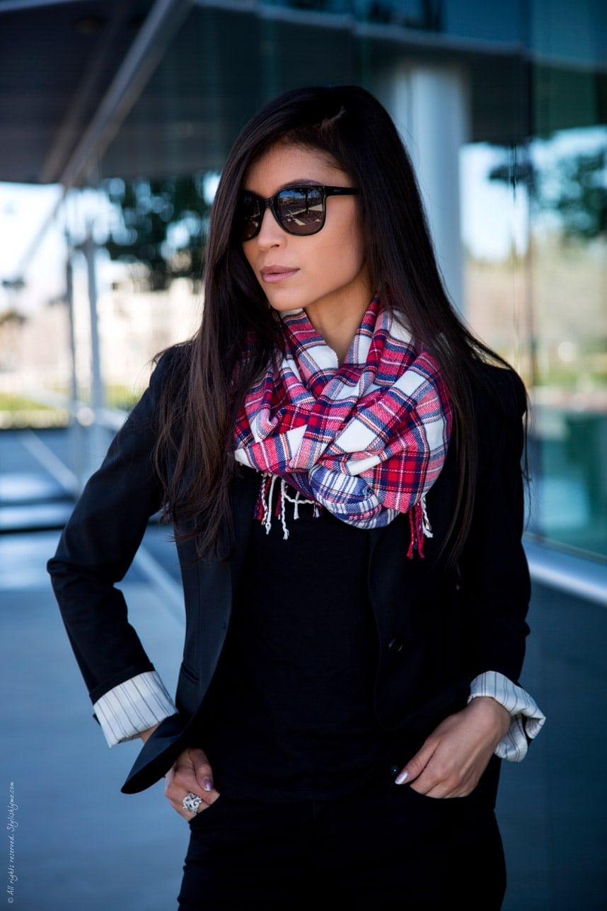 plaid scarf outfit - stylishlyme