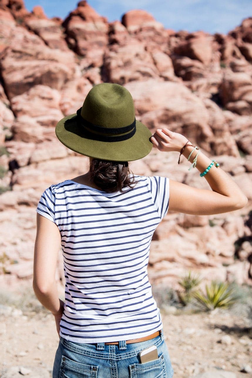 stripped shirt  and hat outfit - Stylishlyme