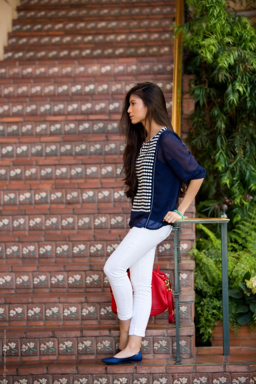 Blue White Red Cute Outfit - Stylishlyme.com
