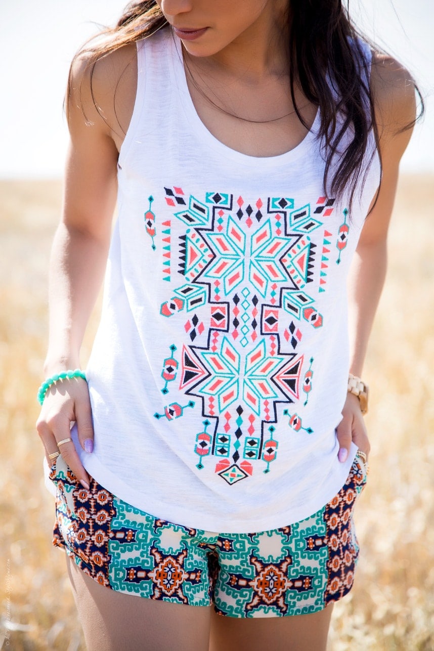 Aztec Printed Shorts with Matching Tank