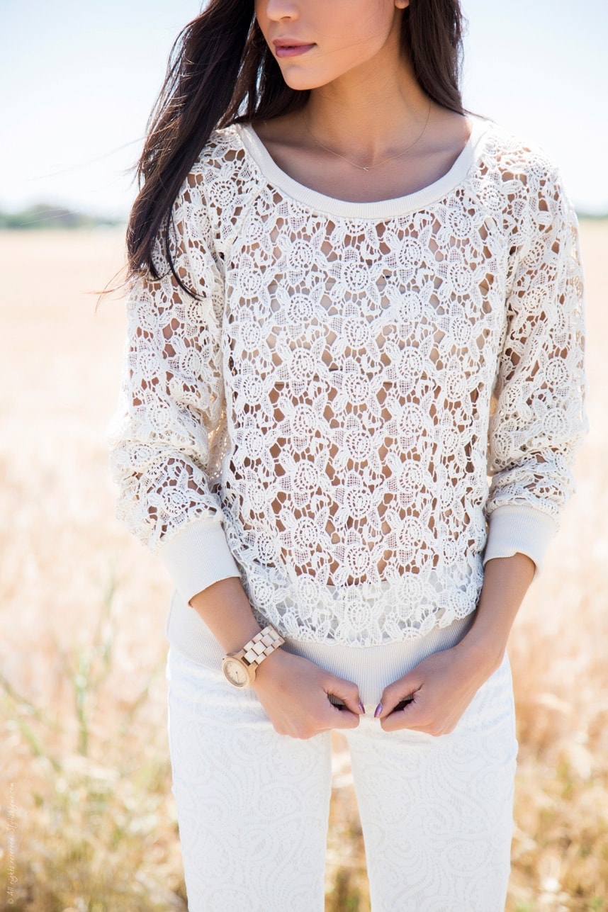 Light Cream Lace Sweater - Stylishlyme.com