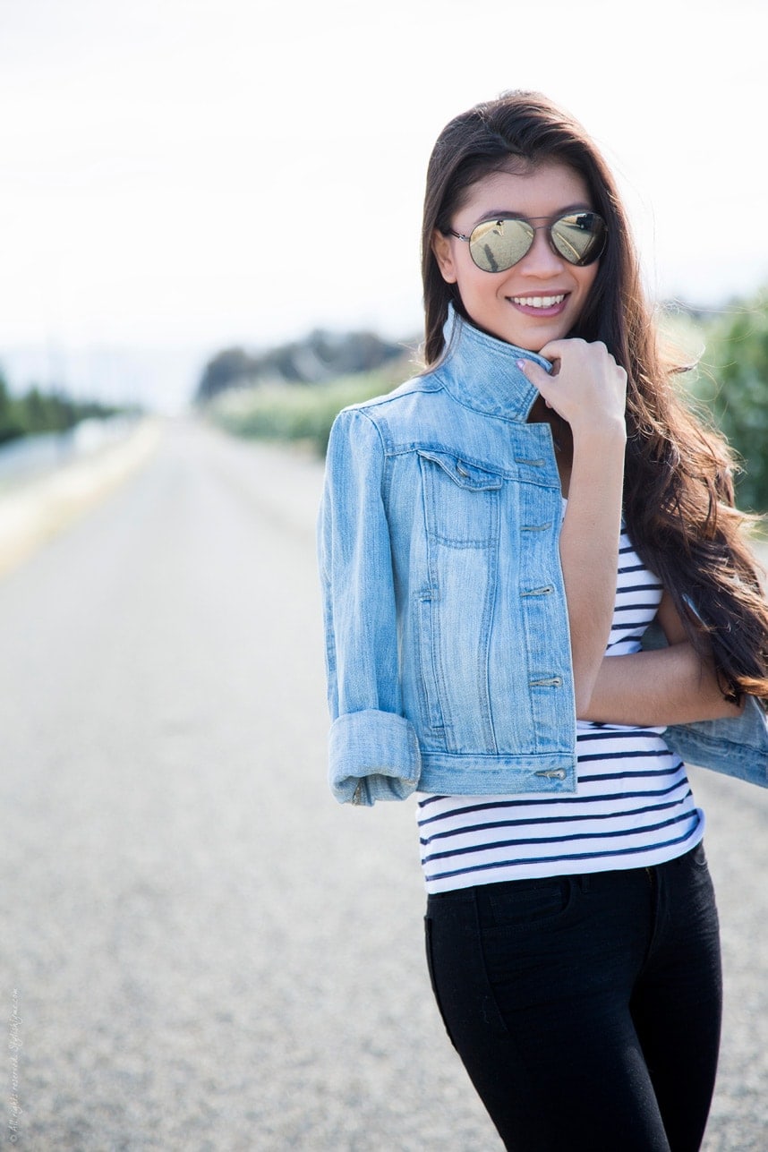 How to Wear Black and Blue Denim in one outfit - Stylishlyme.com