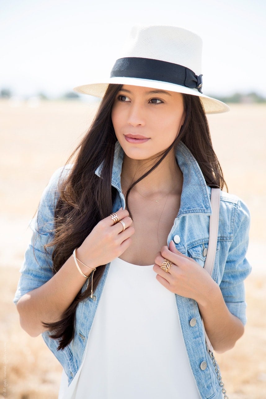 How to pair a denim jacket with a panama hat - stylishlyme.com