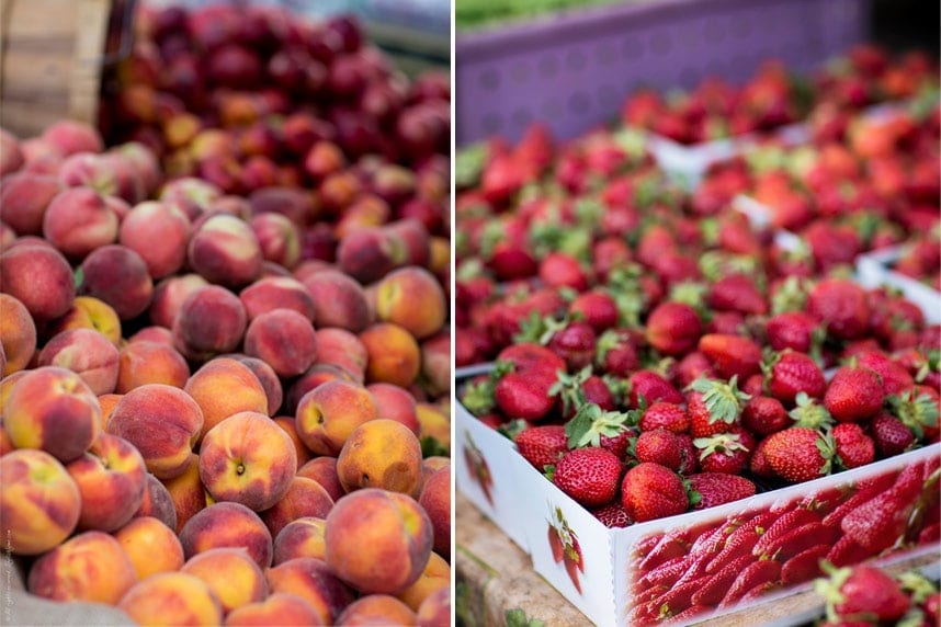 Farmers Market Fruit Peaches and Strawberries - Stylishlyme.com