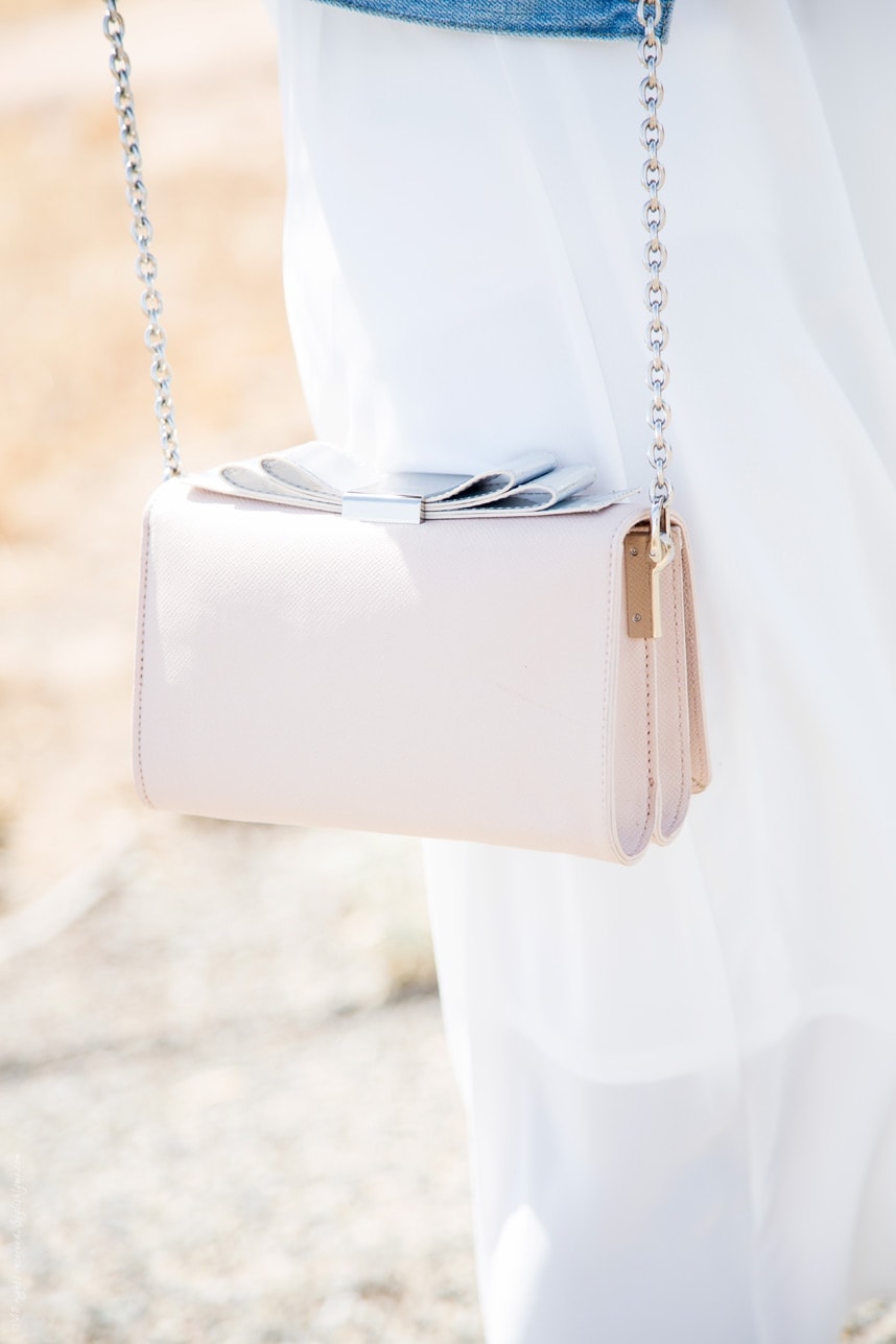 Pastel pink with silver accent strucutred crossbody - stylishlyme.com