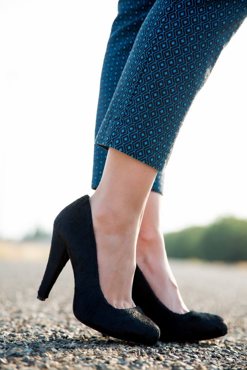 Black Calf Hair Pumps for the Office - Visit Stylishlyme.com for more outfit photos and style tips