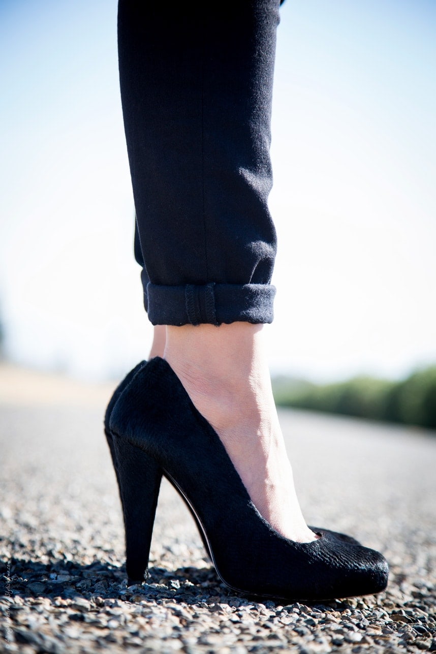 Black Calf Hair Pumps - Visit Stylishlyme.com for more outfit inspiration and style tips