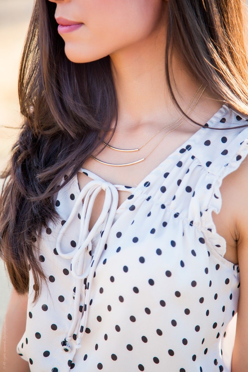 Pretty polka dot blouse for office - Visit Stylishlyme.com for more outfit photos and style tips
