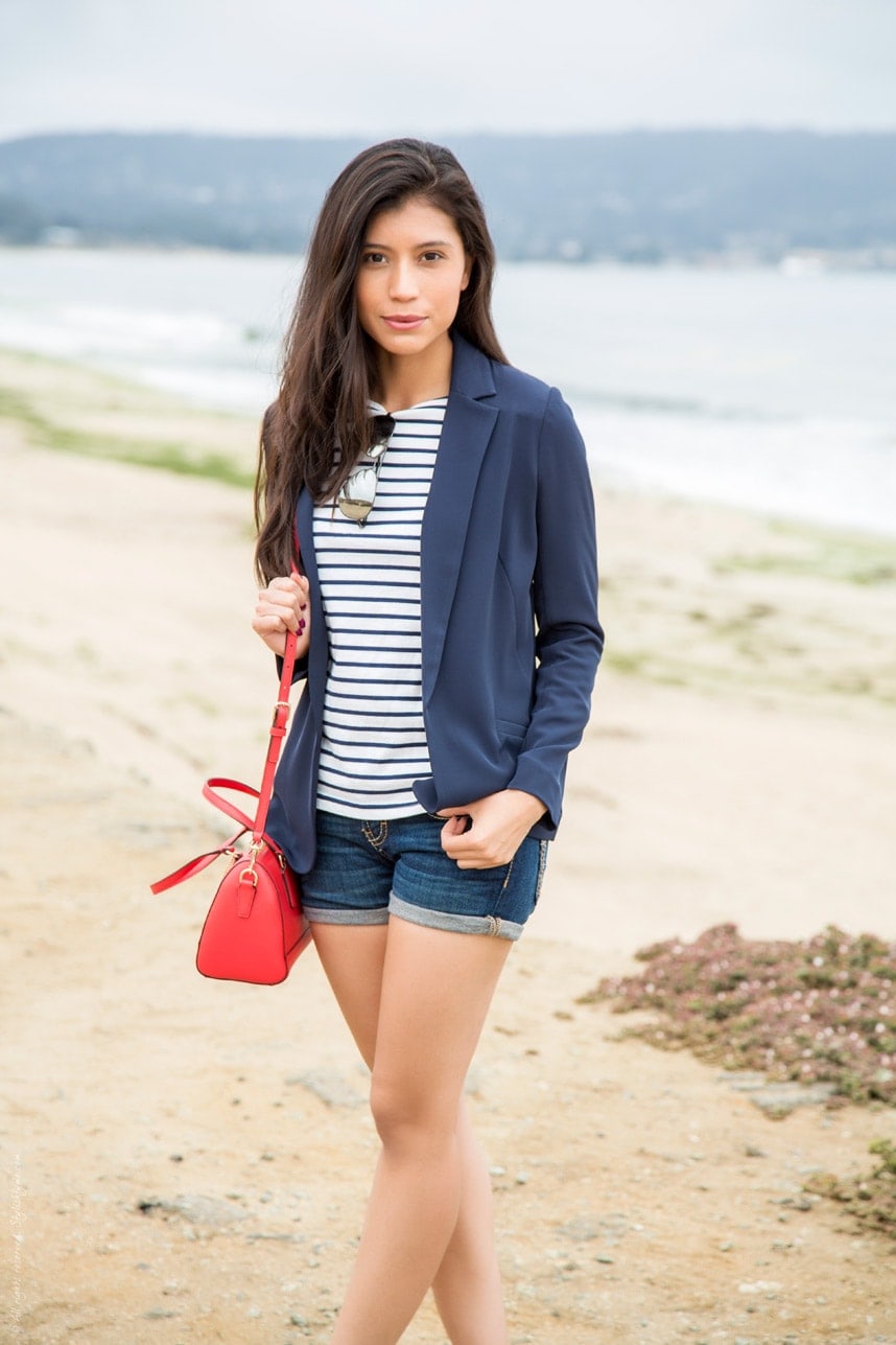 A red, white and blue nautical outfit- Visit Stylishlyme.com for more outfit photos and style tips
