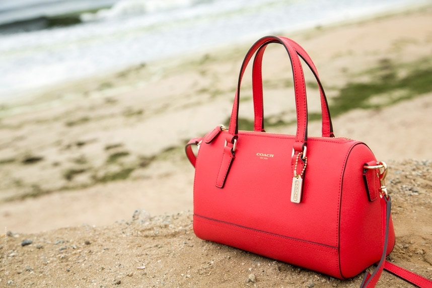 Salmon red coach mini satchel- Visit Stylishlyme.com for more outfit photos and style tips