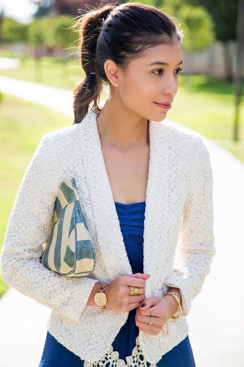 What to wear with a white lace blazer for summer- Visit Stylishlyme.com for more outfit photos and style tips