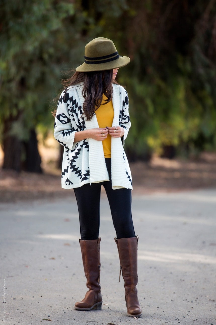 A stylish way to wear Aztec Cardigan - Visit Stylishlyme.com for more outfit inspiration and style tips