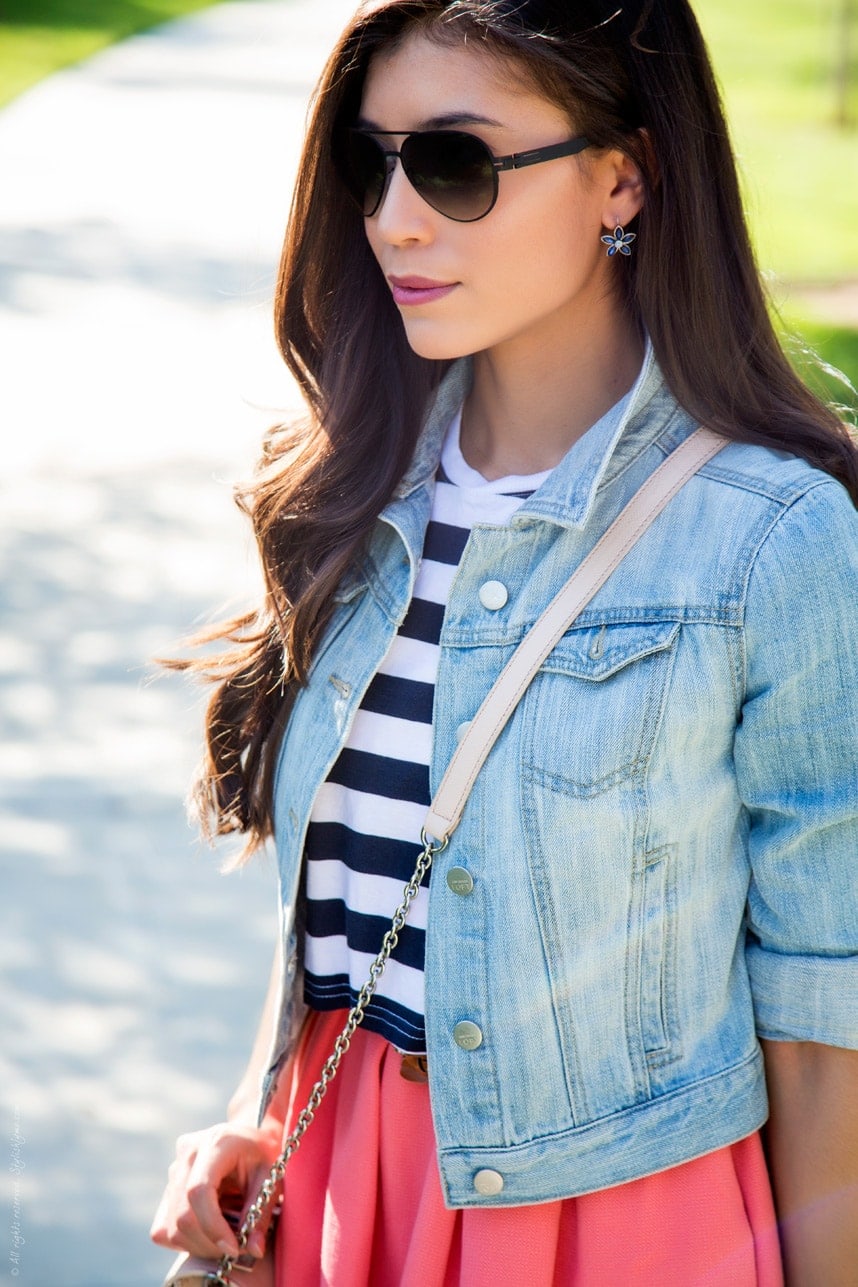 Summer Denim Jacket and Stripes Outfit - Visit Stylishlyme.com for more outfit inspiration and style tips