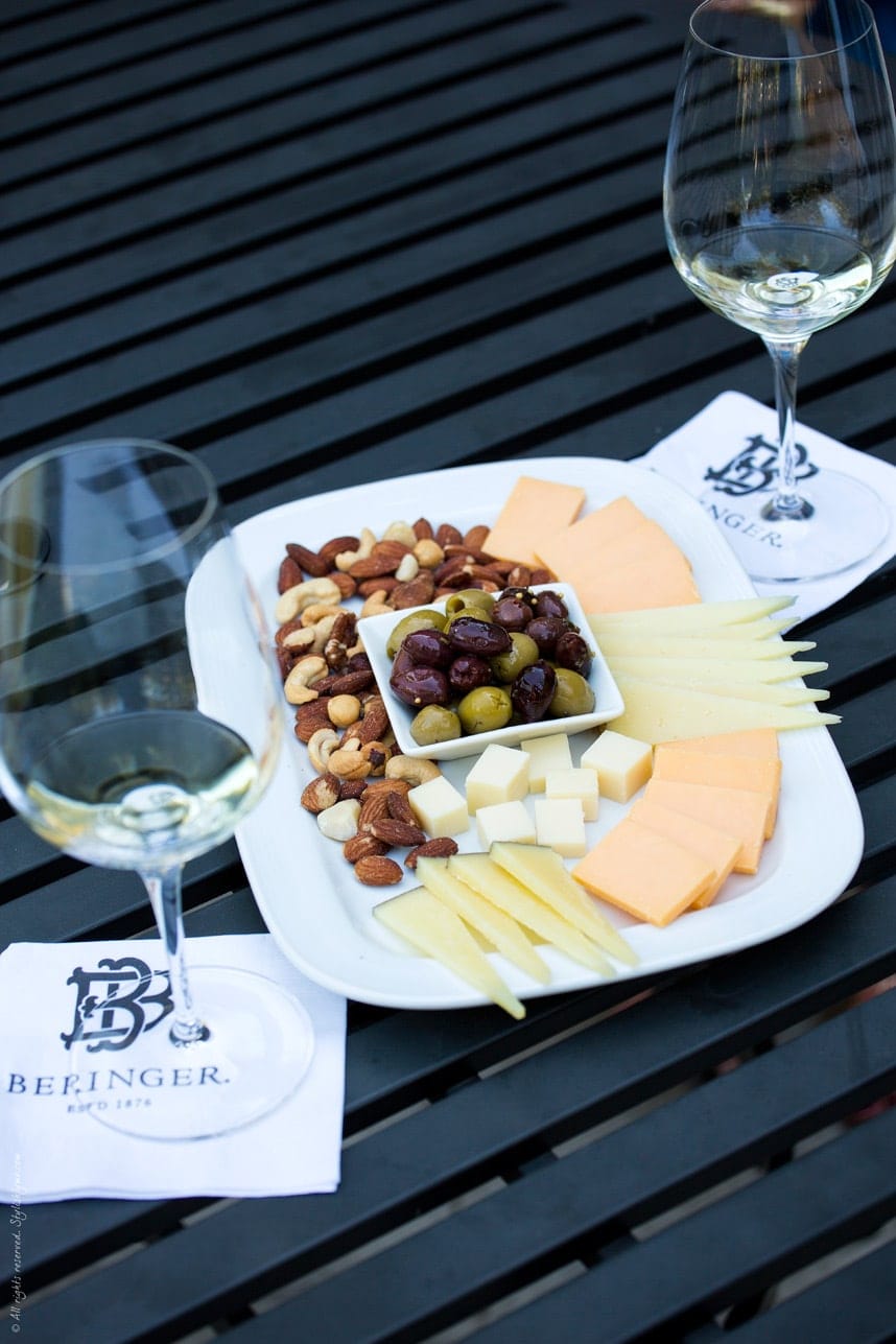 Wine and Chee platter at Beringer Winery Napa Valley - Visit Stylishlyme.com for more outfit inspiration and style tips