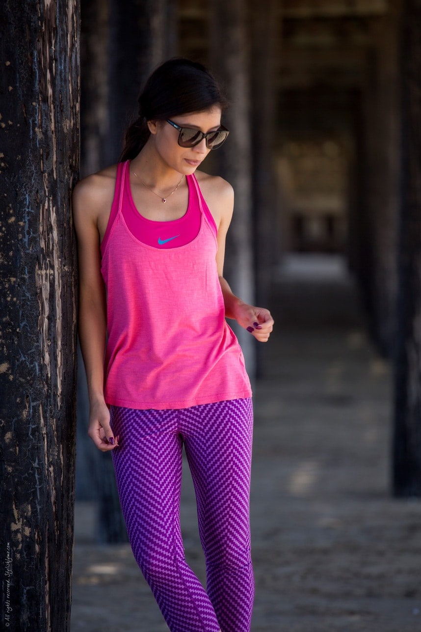 Purple and Pink workout outfit - Visit Stylishlyme.com for more outfit inspiration and style tips