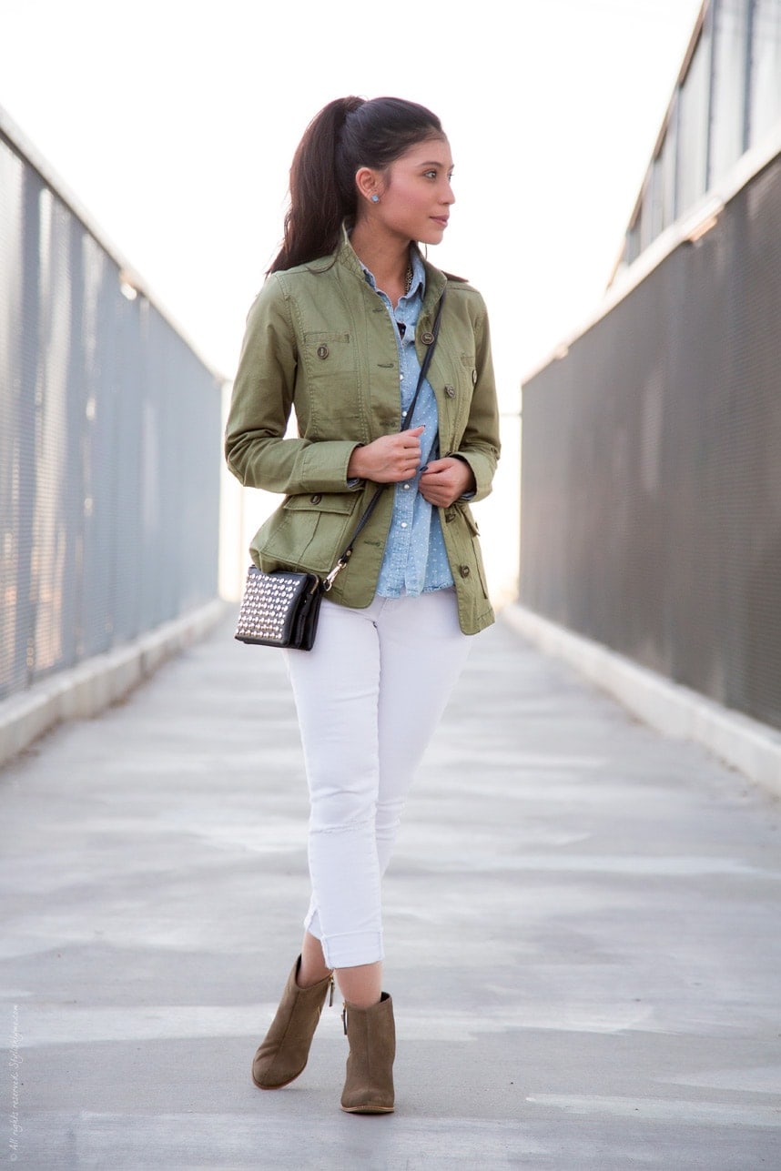 What to wear with a Militray Jacket - Visit Stylishlyme.com for more outfit inspiration and style tips