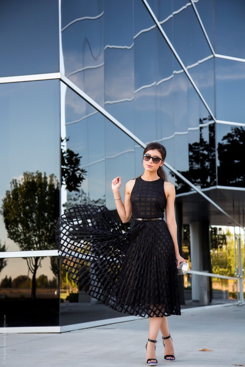 black checkered mesh dress