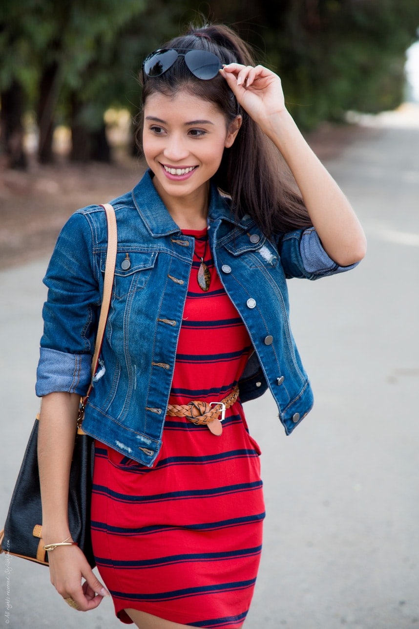 casual outfit for fall - denim and stripes - Visit Stylishlyme.com for more outfit inspiration and style tips