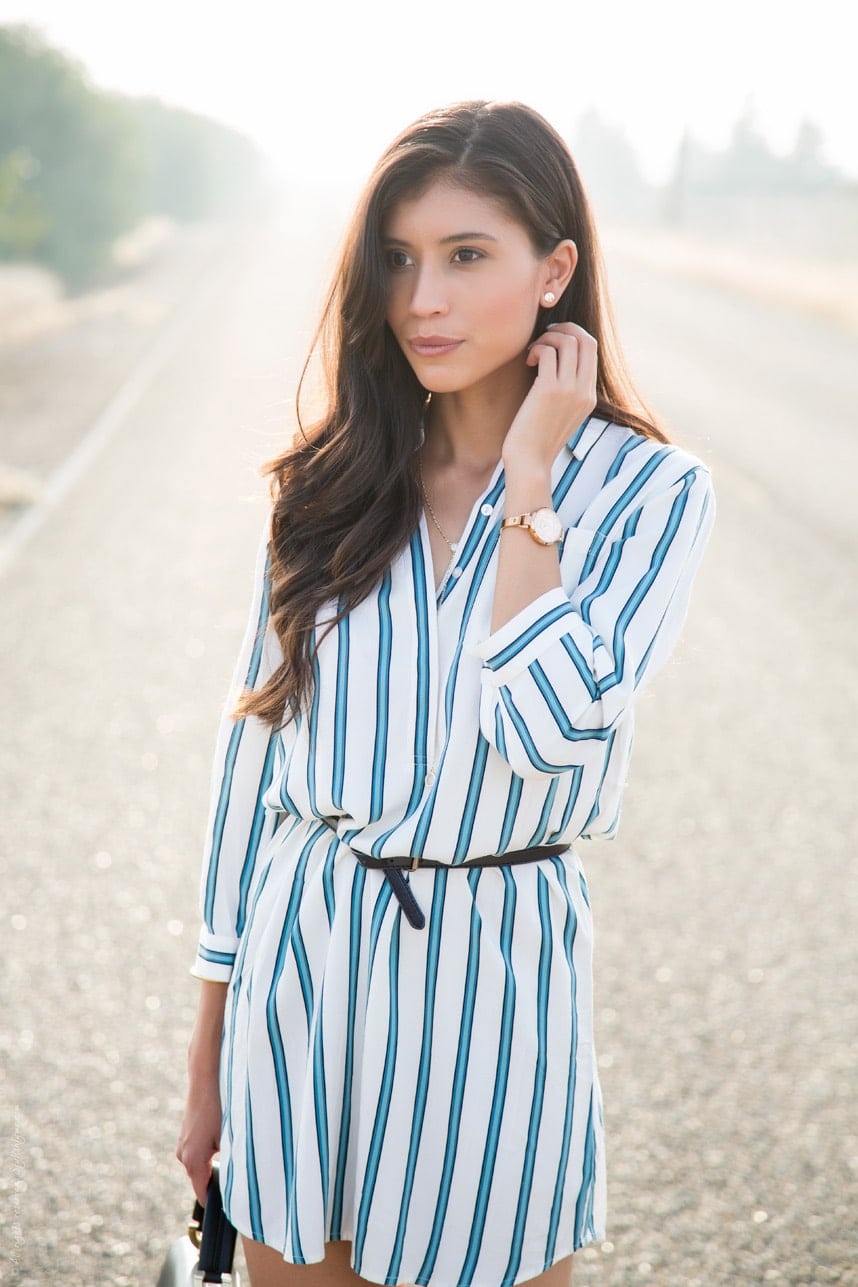 Striped Shirt Dress for Fall - Visit Stylishlyme.com for more outfit inspiration and style tips