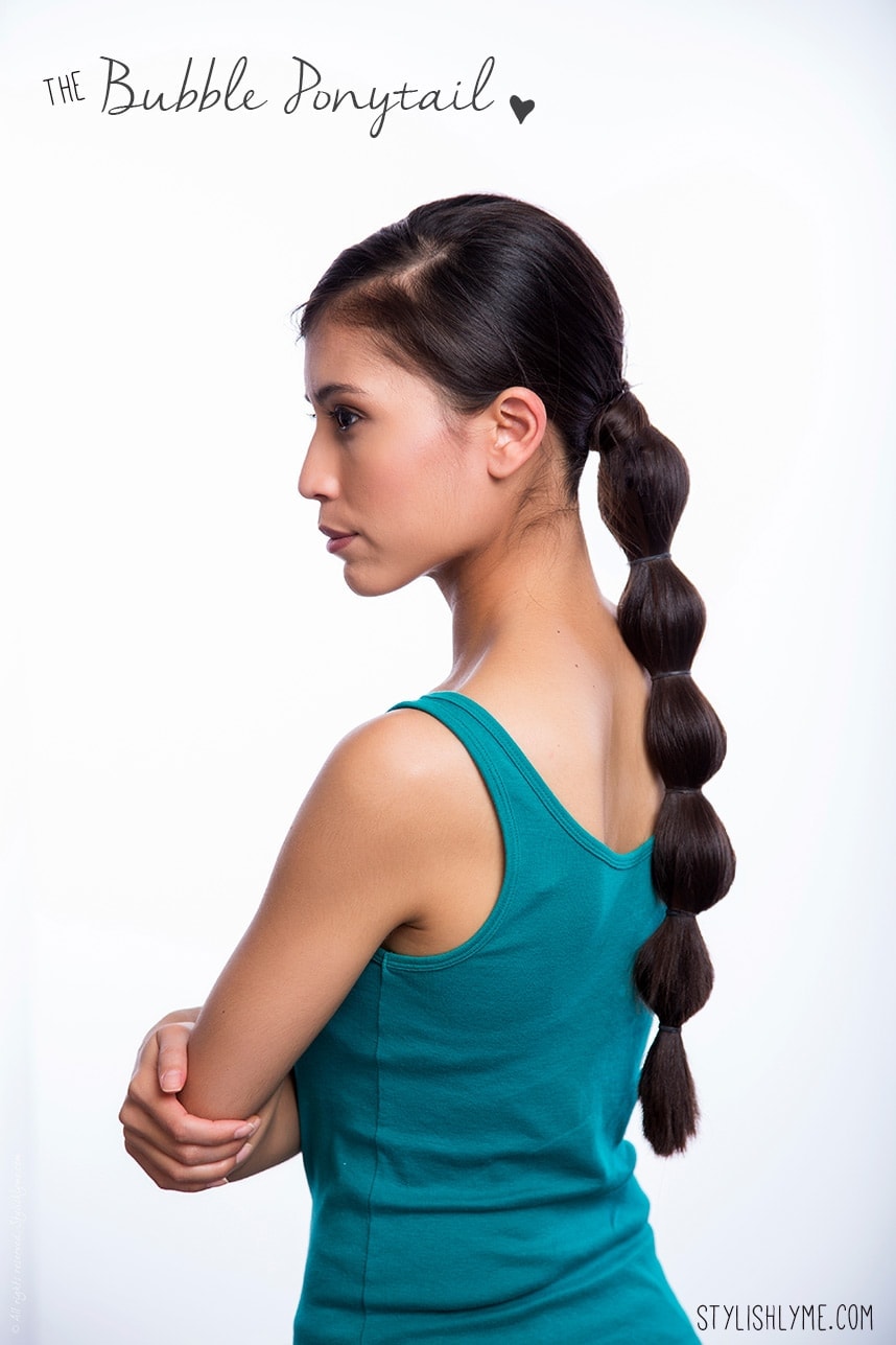 the bubble ponytail long hair tutorial - Stylishlyme.com