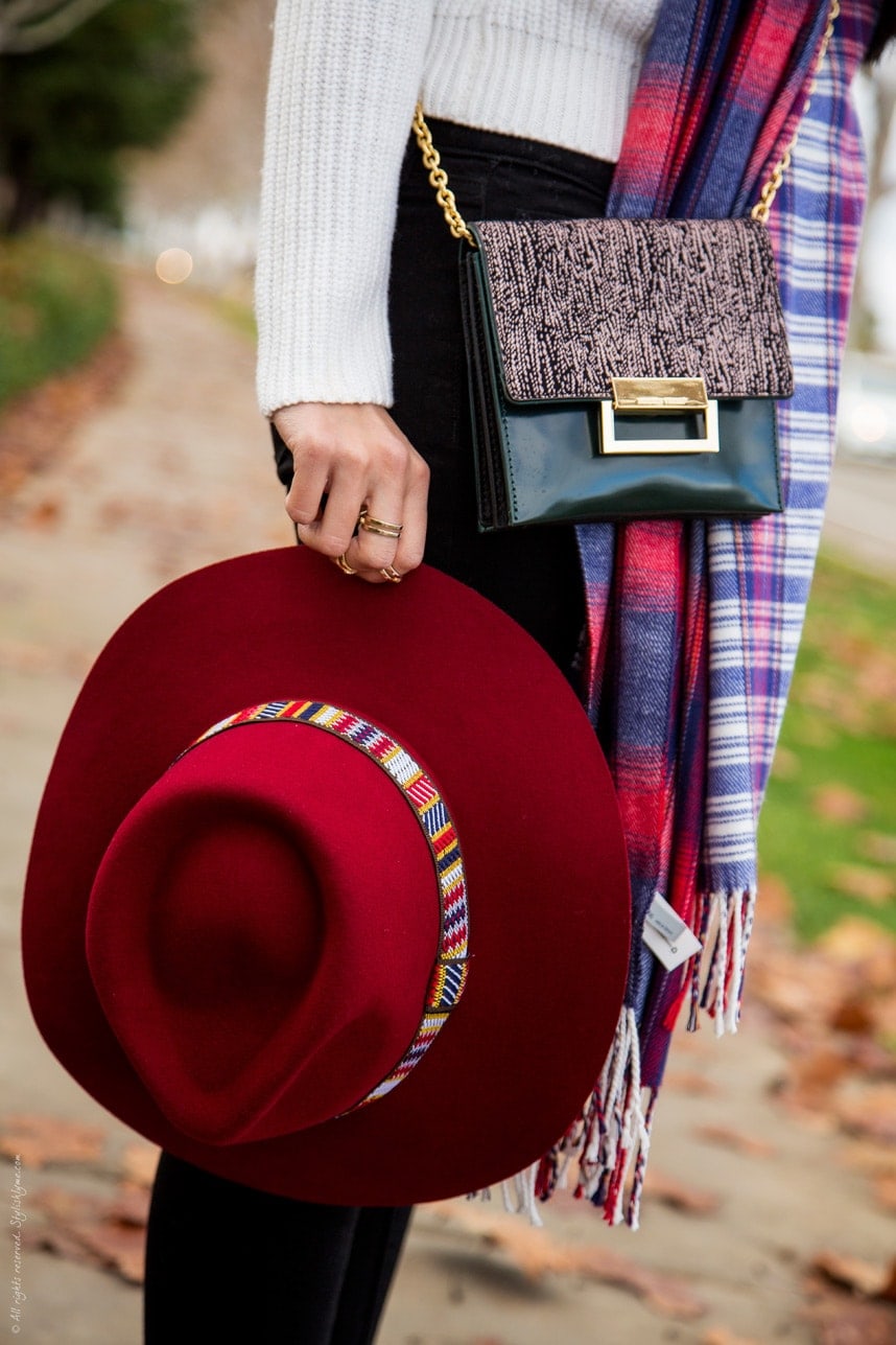 red hat for winter - Visit Stylishlyme.com for more outfit inspiration and style tips
