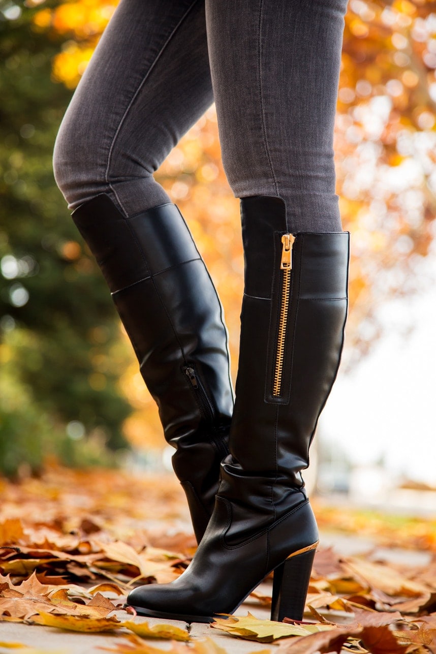 Black and Gold Leather Boots