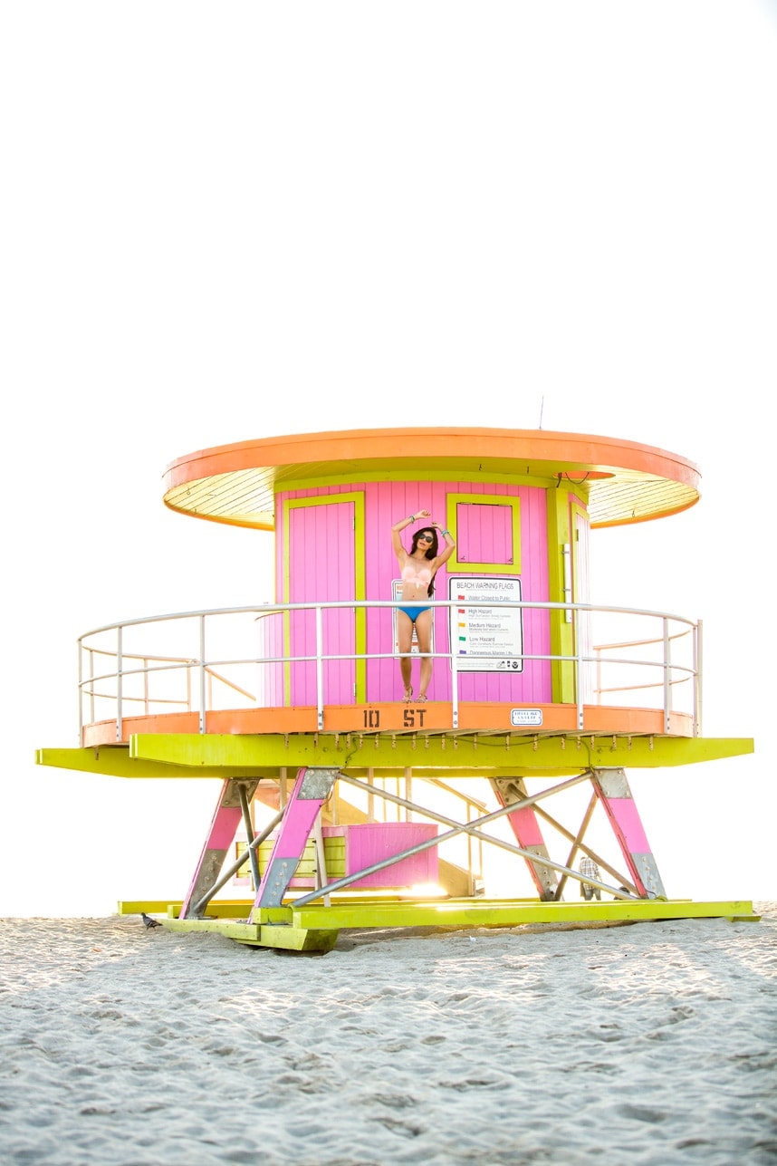 SoBe Lifeguard towers - Visit Stylishlyme.com to view more photos and get some styls tips on wear bright beach bikinis