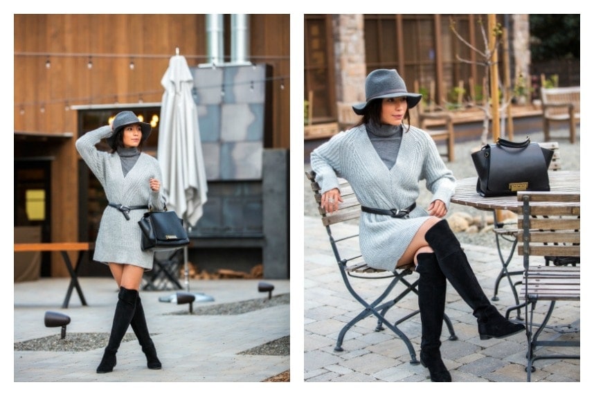 gray sweater dress outfit