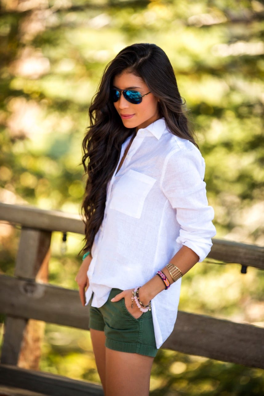 white linen blouse for summer - Love this summer outfit! Such cute combo and I love the photos. Thank you for pinning!