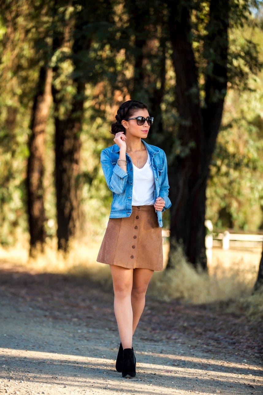 Why You Need a Faux Suede Skirt This Fall