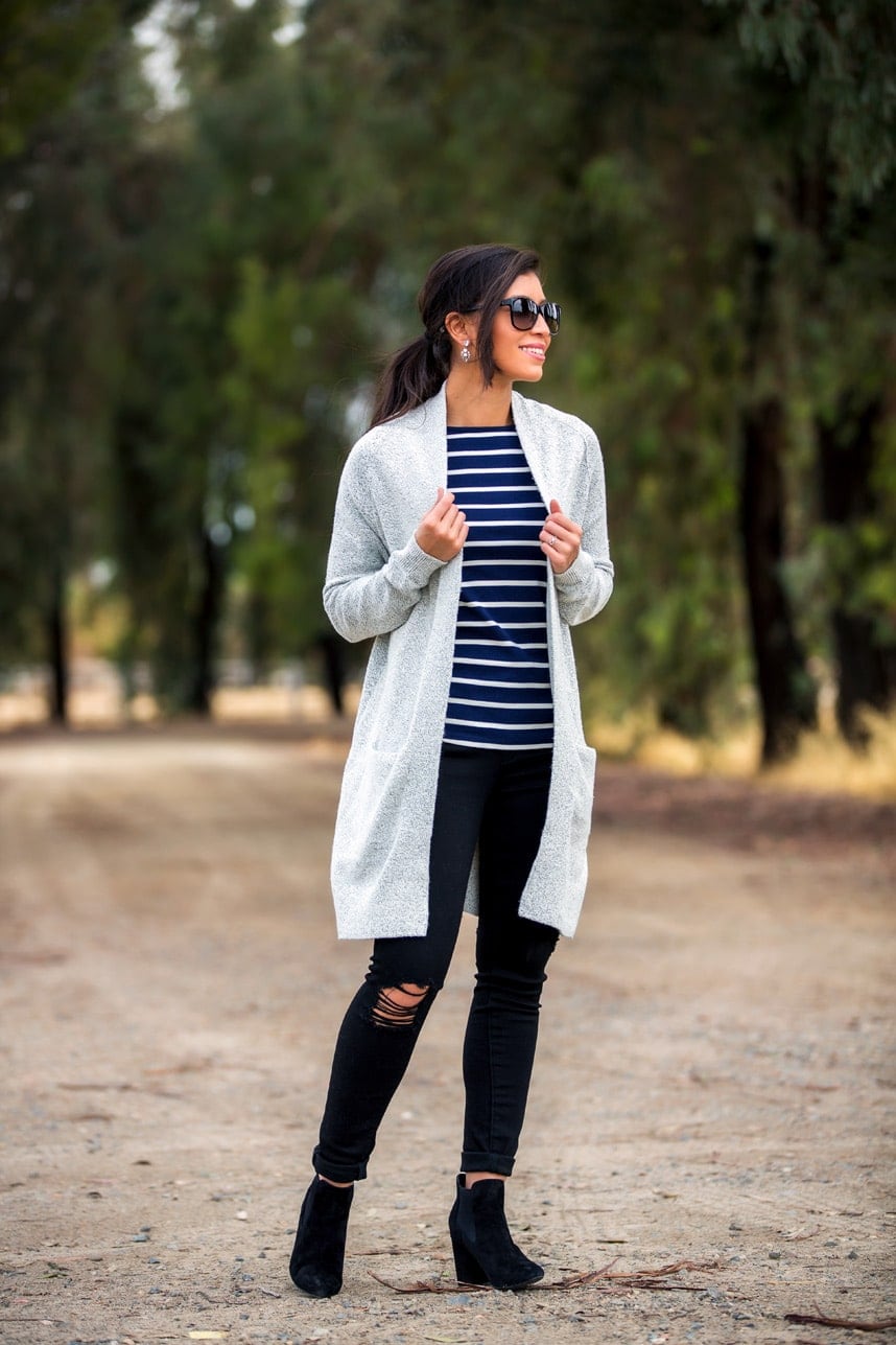 Classic Stripes with Oversized Cardigan