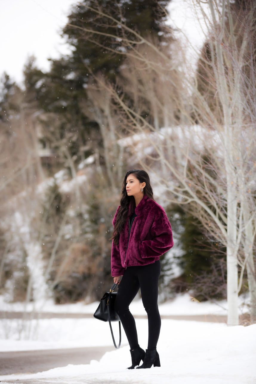 fur coat outfit - A Cute & Chic Fur Coat Outfit for Winter (Why You Need a Fur Bomber!)